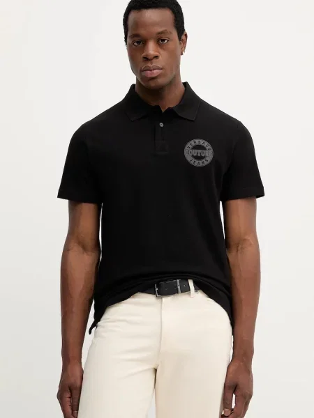 Bombažen polo Versace Jeans Couture črna