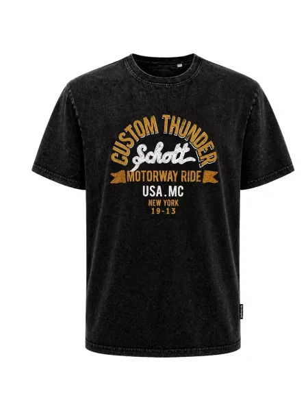Schott NYC Tricou galben / negru alb