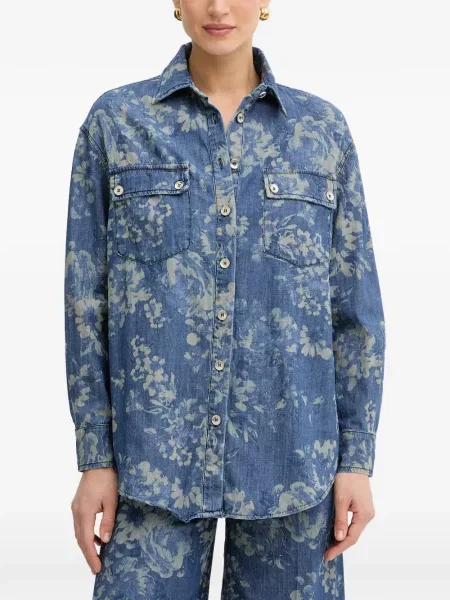 Cămașă de blugi Fracomina cu model floral cu imagine albastru