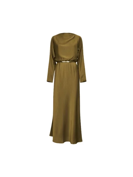 Satynowa sukienka Max Mara Studio garniturowa zielona