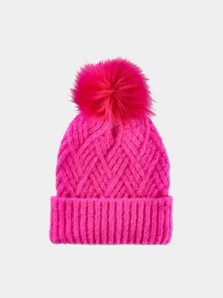 4F JUNIOR Czapka z pomponem one size różowa