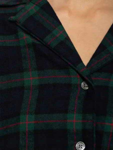 Кариран сатенен сутиен Polo Ralph Lauren с автограф червено