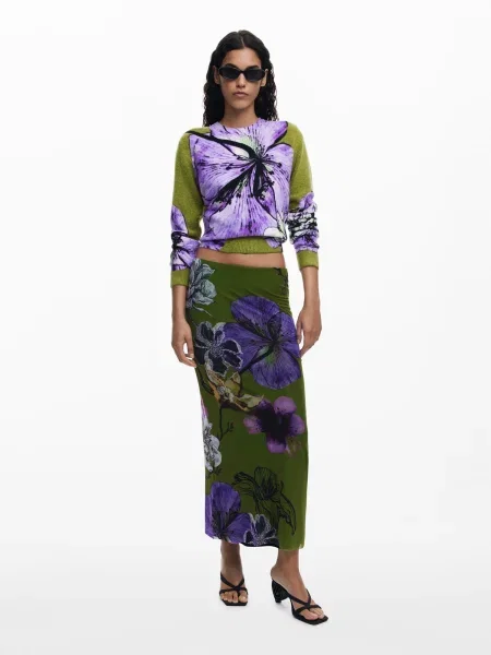 Sukňa Desigual TULLEFLOWERS zelená