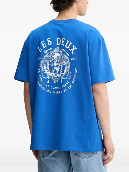 Tricou Les Deux cu imagine cu decolteu rotund albastru