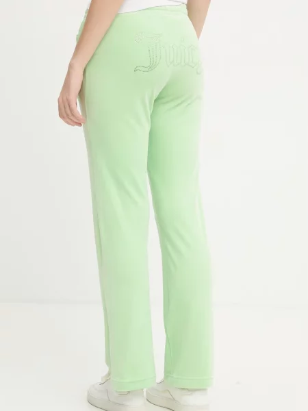 Juicy Couture spodnie dresowe welurowe TINA COL OUT TR zielone