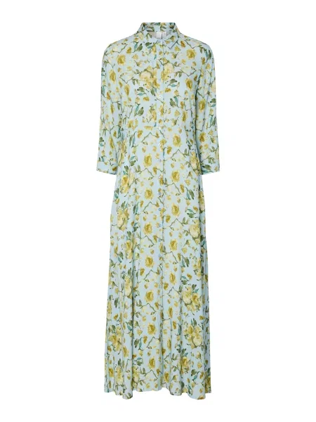 YAS Rochie tip bluză YASSAVANNA azuriu oliv galben