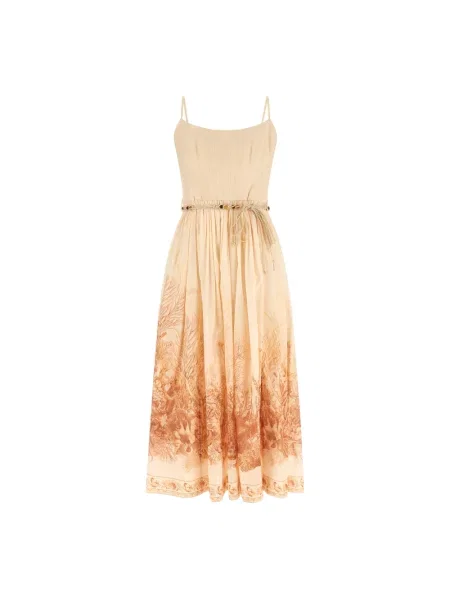 Sukienka midi Zimmermann do kolan z gorsetem garniturowa