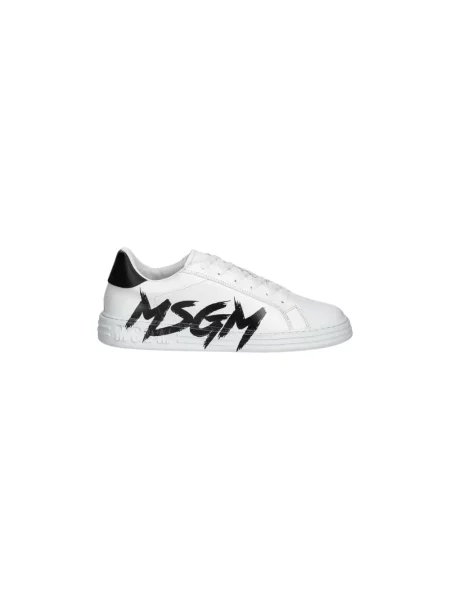 Sneakersy Msgm skórzane z logo białe