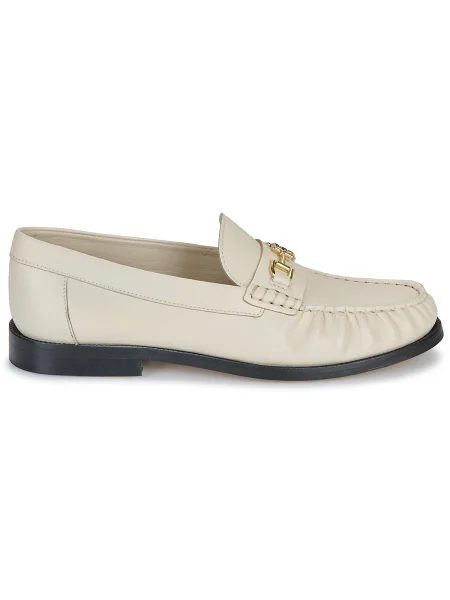 Pantofi Tommy Hilfiger Soft Leather Horsebit Loafer Écru alb