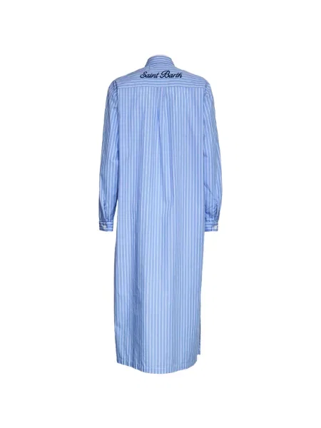 Rochie tip cămașă Mc2 Saint Barth cu dungi albastru