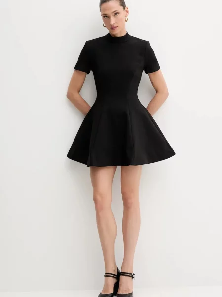Bardot sukienka mini rozkloszowana czarny