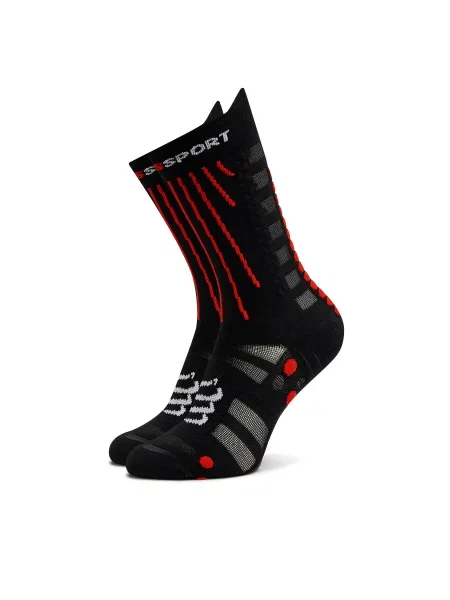 Visoke nogavice Unisex Compressport Aero Black/Red črna