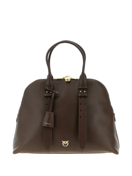 Maksi torebka skórzana Pinko skórzana brązowa