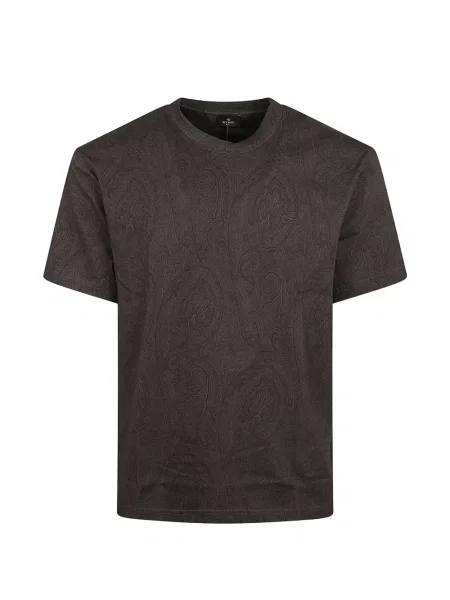 Tricou Etro cu broderie cu model paisley maro
