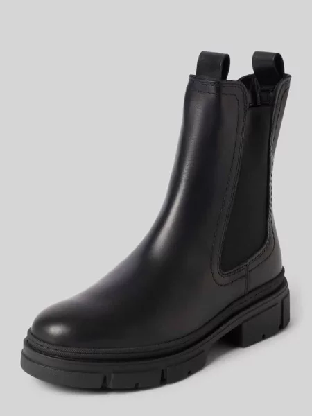 Buty chelsea z welurowej skóry bydlęcej z naturalnej skóry Tamaris czarne
