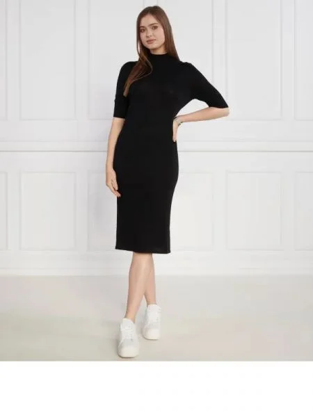Calvin Klein gyapjú ruha extra fine sleeve fekete