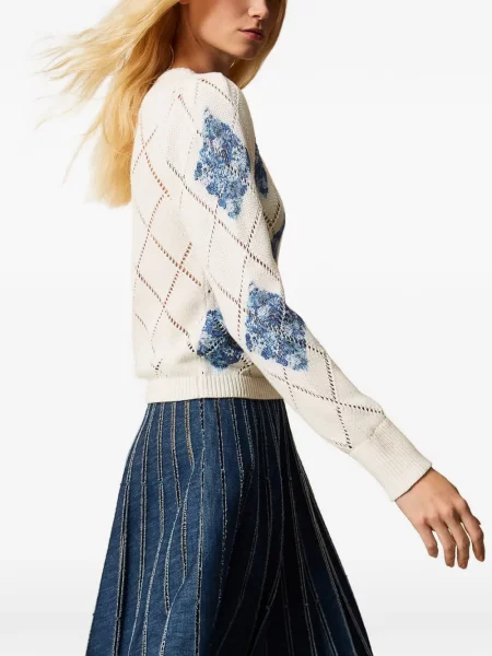 Fustă din denim Twinset plisată albastru