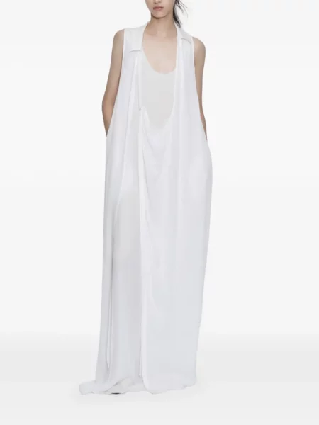 Rochie maxi Ili Node drapată alb
