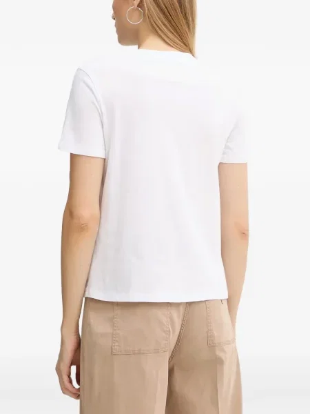 Scurt tricou Armani Exchange cu autograf alb