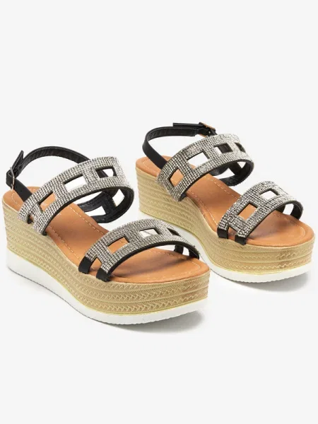 Sandály Resti na klínovém podpatku černé