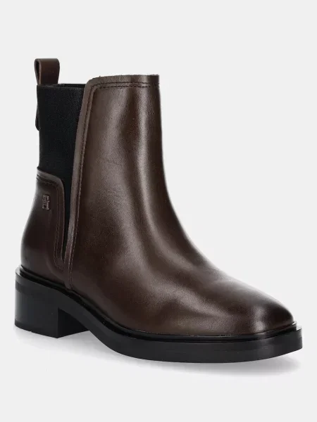 Tommy Hilfiger ghete chelsea de piele TH MINIMAL LEATHER CHELSEA maro