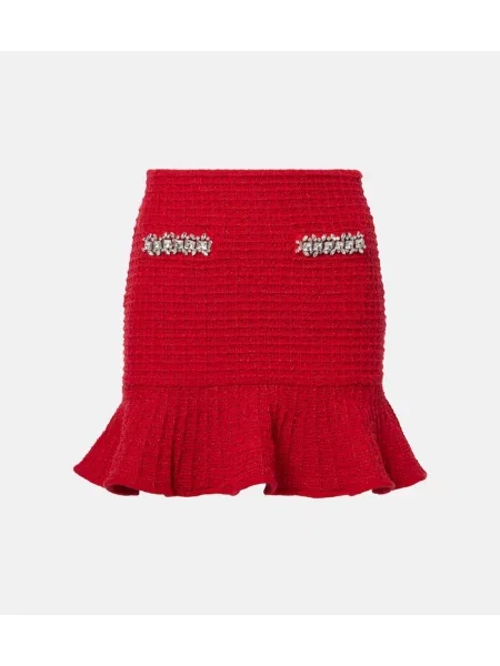 Dzianinowa spódnica Self-portrait czerwona