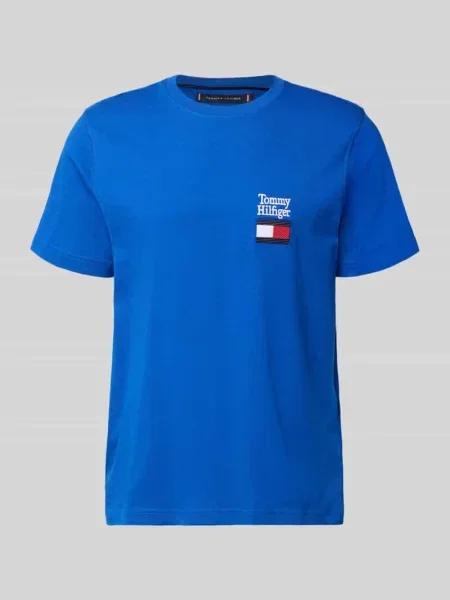 T-shirt z czystej bawełny w kroju regular fit model BRAND LOVE TEXT' Tommy Hilfiger niebieska