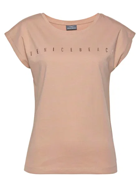 VENICE BEACH Tricou maro mokka / auriu roz