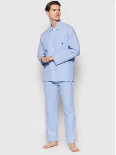 Polo Ralph Lauren Dlhé pyžamo svetlomodrá modrá