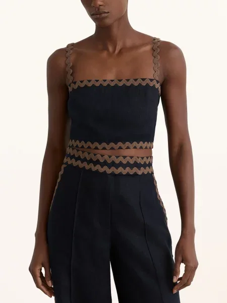 Crop top Reiss brązowy