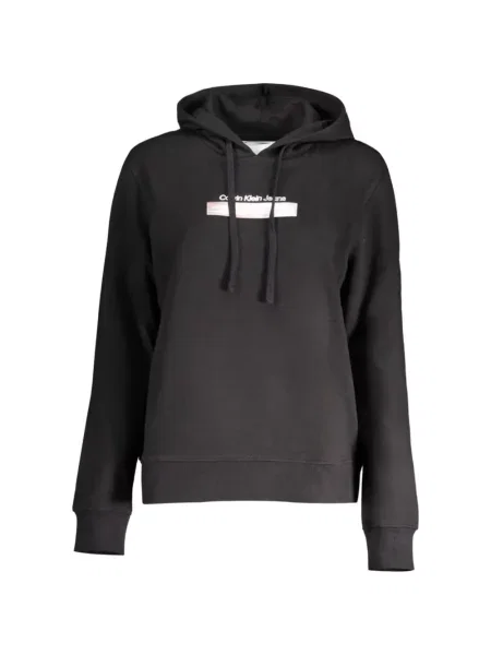 Hanorac cu glugă Calvin Klein Jeans cu imagine cu cordon negru