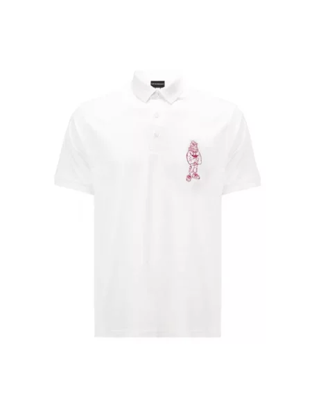 Koszulka polo Emporio Armani z logo biała