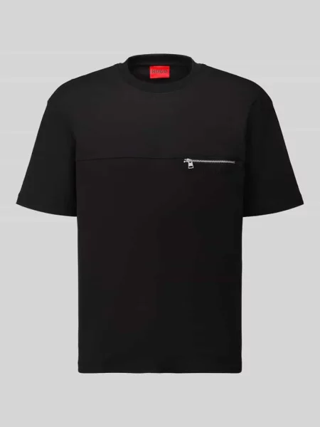 T-shirt o kroju regular fit z czystej bawełny model Derenn' Hugo czarna