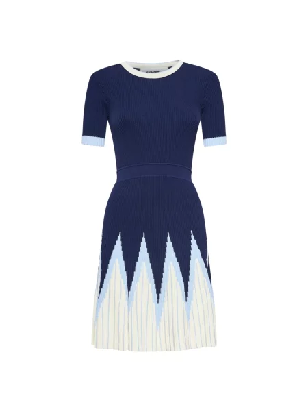Sukienka dzianinowa Silvian Heach w geometryczne wzory niebieska