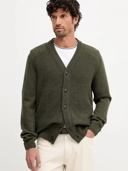 Barbour cardigan de lână MAINLAND verde