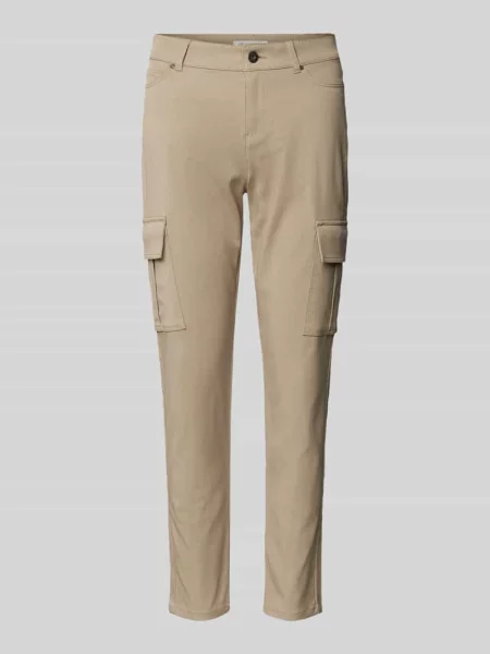 Spodnie cargo o kroju skinny fit ze szlufkami na pasek Christian Berg Woman beżowe
