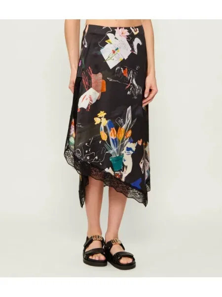 Desigual De satin fustă COLLAGE negru