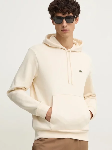 Суичър с качулка Lacoste с качулка бежово