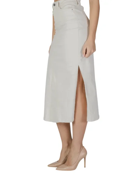 Spódnica midi Vila do kolan beżowa