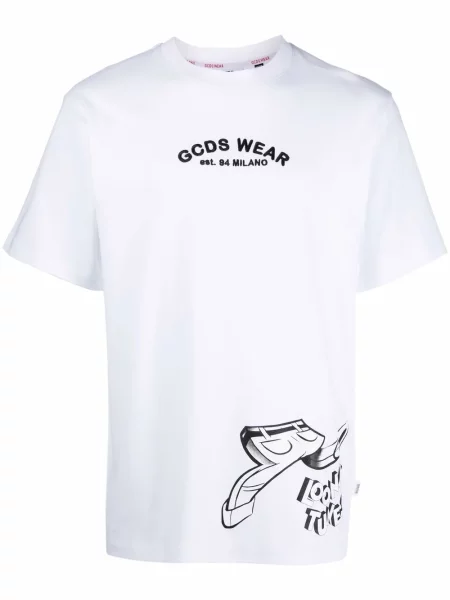 Tricou Gcds cu decolteu rotund alb