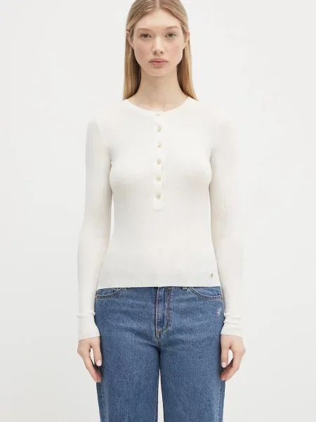 Pulover Anine Bing de lână cu mâneci lungi lung bej