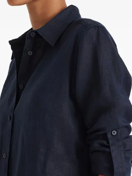 Λινό πουκάμισο Lauren Ralph Lauren μπλε