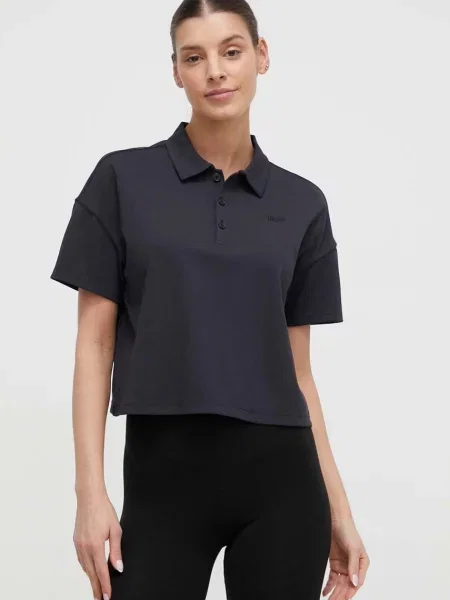 Тениска с яка Dkny черно
