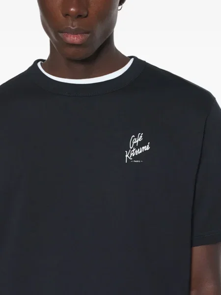 Tricou Café Kitsuné cu broderie negru