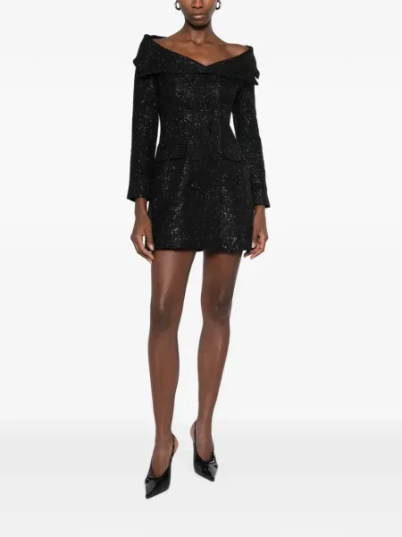 Rochie mini Self-portrait cu două rânduri de nasturi negru
