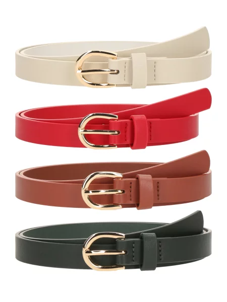 ABOUT YOU Remen ecru/prljavo / smeđa / smaragdno zelena / crvena bijela