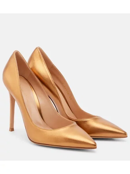 Pantofi cu toc Gianvito Rossi din piele auriu
