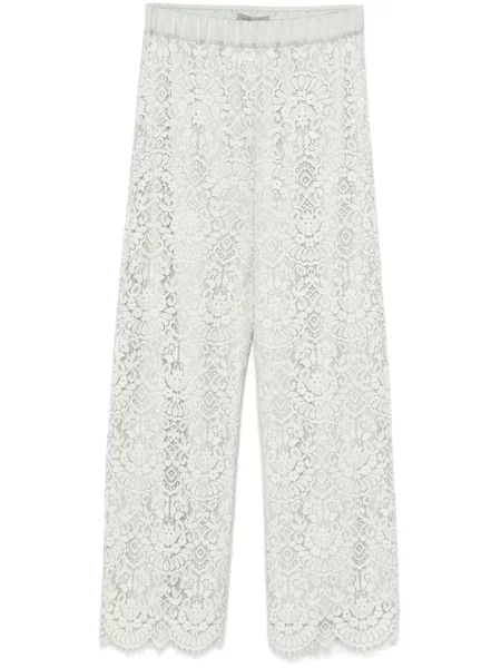 Pantaloni D.exterior cu model floral din dantelă verde
