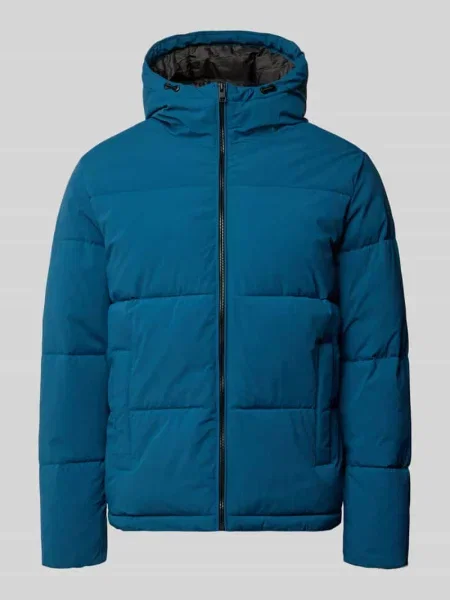 Kurtka pikowana z kapturem model GALAXY' Jack & Jones błękitna