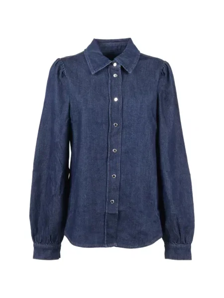 Koszula 7 For All Mankind z bufiastymi rękawami niebieska